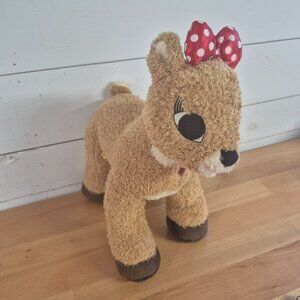 Build-A-Bear Plush Deer With Red Polka Dot Bow & Heart Gem 14" Soft Stuffed Toy